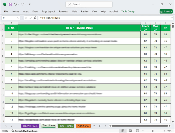 a screenshot of a backlinks report